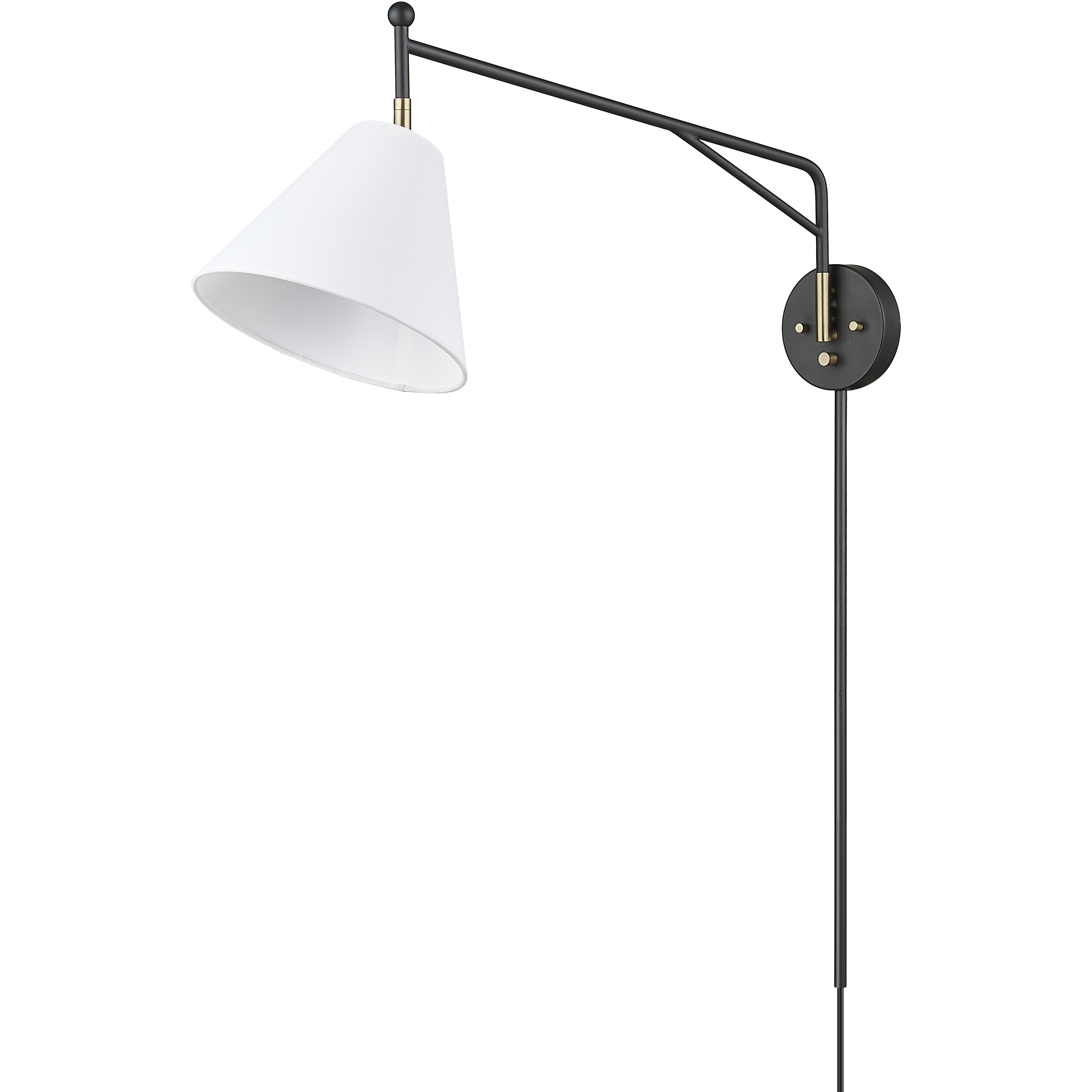 Elane 27.5 inch 60 watt Matte Black/Vintage Brass Swing Arm Sconce Wall Light